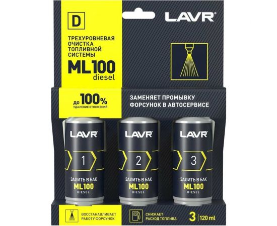 Трехуровневая очистка топливной системы LAVR ML100 Diesel, 120 мл Ln2138 