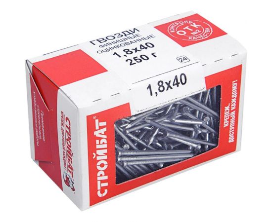 Финишные гвозди Стройбат 1,8x40 белый цинк 0,25 кг 020421 – изображение 2