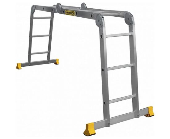 Алюминиевая профессиональная четырехсекционная шарнирная лестница Алюмет Серия Т4 Т 433 