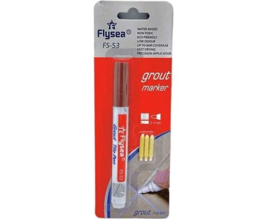 Маркер краска для плиточных швов Flysea Grout Marker 2-4 мм, 3 запасных наконечника, коричневый FS-53BROWN 