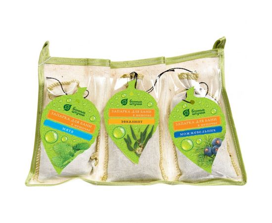 Набор из 3 запарок в сумочке Банные штучки: мята, эвкалипт, можжевельник 32161 