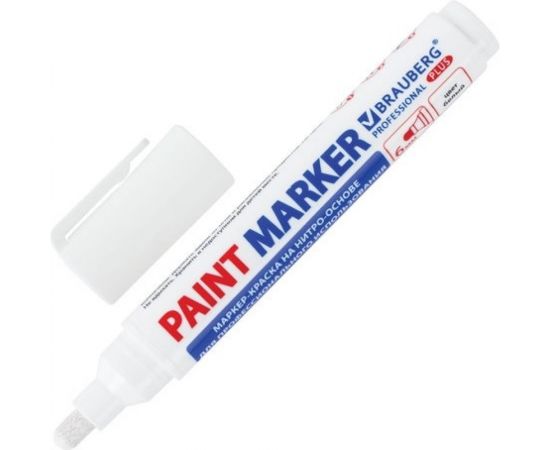 Лаковый маркер-краска BRAUBERG PRO PLUS EXTRA paint marker 6 мм, белый, нитро-основа 151450 