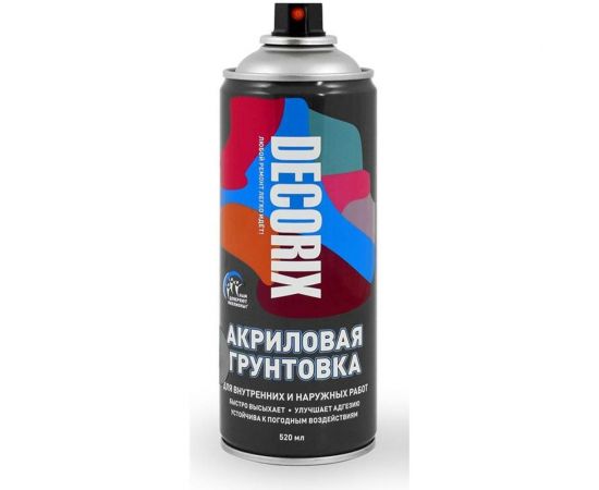 Аэрозольная акриловая грунтовка Decorix (матовая; серая; 520 мл) 0108-10 DX 
