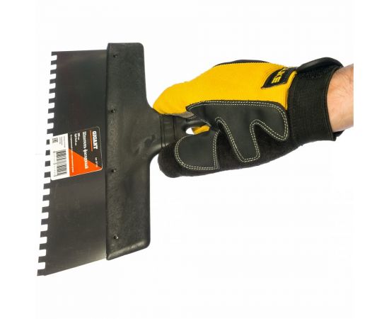 Фасадный шпатель Gigant 250 мм зуб 6х6 мм из нержавеющей стали с пластиковой ручкой SPT 013 – изображение 2