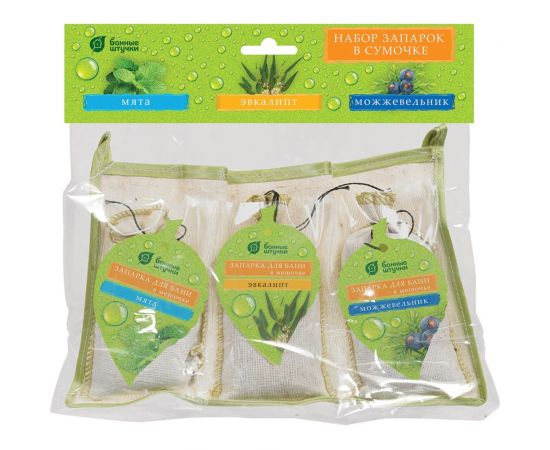 Набор из 3 запарок в сумочке Банные штучки: мята, эвкалипт, можжевельник 32161 – изображение 2