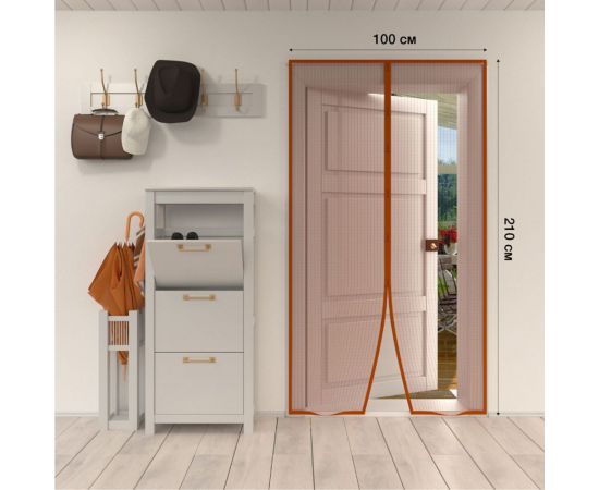 Дверная антимоскитная сетка с магнитным замком REXANT 210x100 см, коричневая 71-0220 – изображение 2