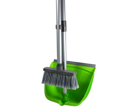 Набор для сухой уборки InLoran совок и щетка с длинной ручкой 80 см, салатовый MSO-22SL 