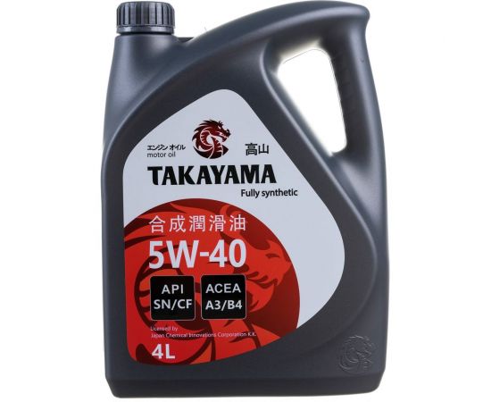 Моторное масло Takayama SAE 5W40, API SN/CF, 4 л 605521 