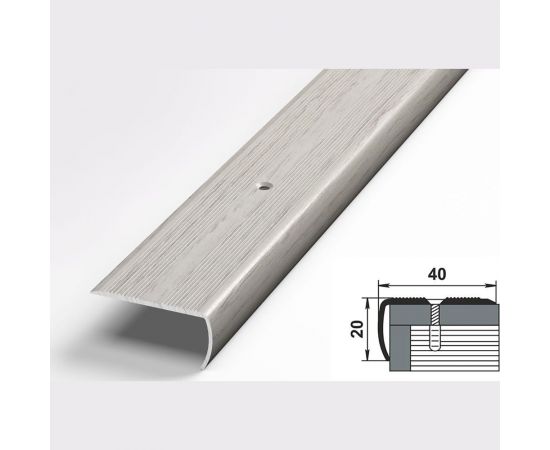Порог угловой алюминиевый декоративный (40х20 мм, 1,8 м, Дуб арктик) ЛУКА УТ000006019 – изображение 2