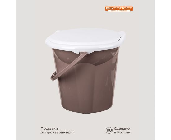 Ведро-туалет Бытпласт Лотос коричневое, 18 л 431226414 – изображение 3