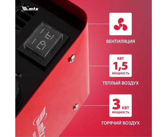 Тепловая керамическая пушка MTX SHCL-3000, квадратная, 230 В, 480 м3/ч, 1/3 кВт 96403 – изображение 3