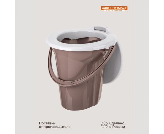 Ведро-туалет Бытпласт Лотос коричневое, 18 л 431226414 – изображение 4