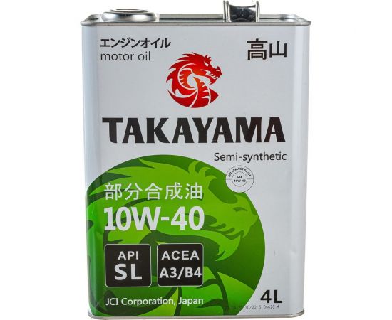 Моторное масло TAKAYAMA SAE 10W-40, API SL, ACEA A3/B4, 4 л 605047 – изображение 4