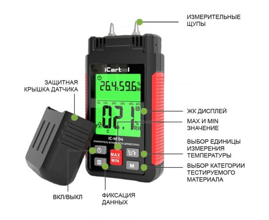 Измеритель влажности древесины iCarTool IC-M104 – изображение 7