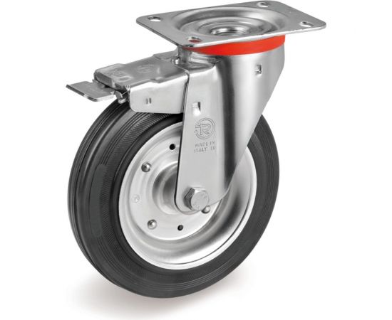 Колесо с вращающейся опорой, пластиной крепления и передним тормозом (80 мм; 65 кг) Tellure rota 535421 