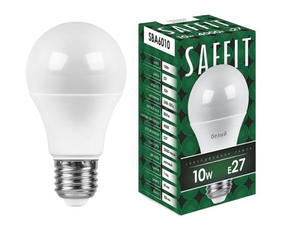 Светодиодная лампа SAFFIT SBA6010 Шар E27 10W 4000K 55005 
