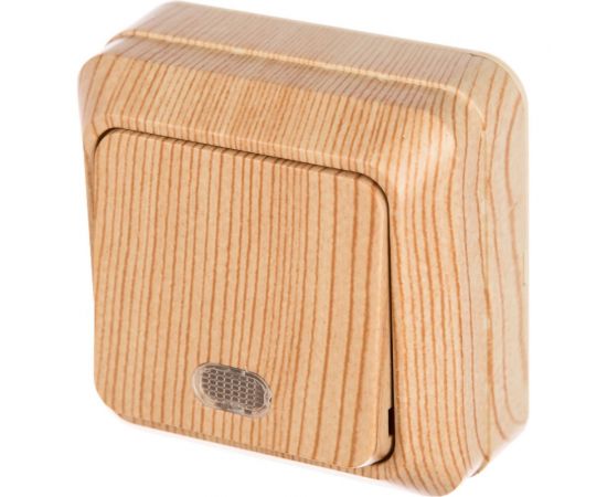 Одноклавишный выключатель TDM открытой установки с подсветкой сосна Ладога SQ1801-0047 