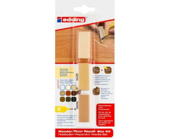 Восковой набор EDDING 8902 для ремонта деревянных полов, 3 оттенка, блистер, ель-сосна E-8902#3-B#609 