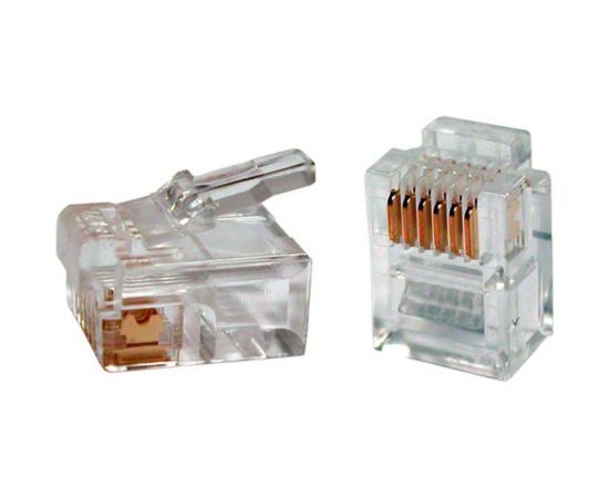 Телефонный разъем Hyperline PLUG-6P6C-P-C2-100 RJ-12(6P6C), 3 µ""/ 3 микродюйма, 100 шт 49378 