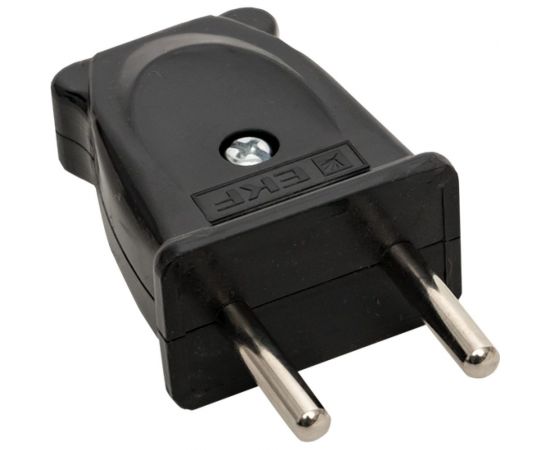 Плоская вилка EKF без заземления черная 10А 250 В Proxima AVP10-30-rpl 