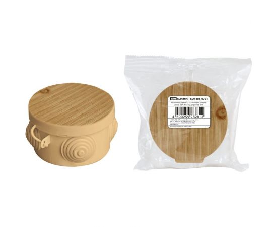 Распаечная коробка TDM ОП D65x40мм, крышка, ЭКО сосна, IP54, 4вх. инд. штрихкод SQ1401-0701 