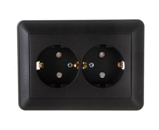 Двухместная розетка Schneider Electric WESSEN 59 Черный бархат с/з с защитными шторками в сборе с рамкой RS16-255-68 