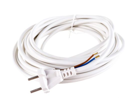 Сетевой шнур LUX V2 ПВС 2x0.75 7м, с вилкой, без заземления, белый 4606400609674 
