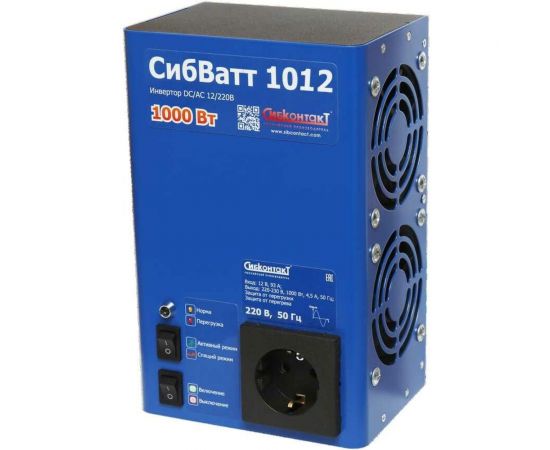 Инвертор СИБКОНТАКТ СибВатт 1012 преобразователь напряжения DC/AC 12/220 В, 1000 Вт Я000010080 – изображение 2