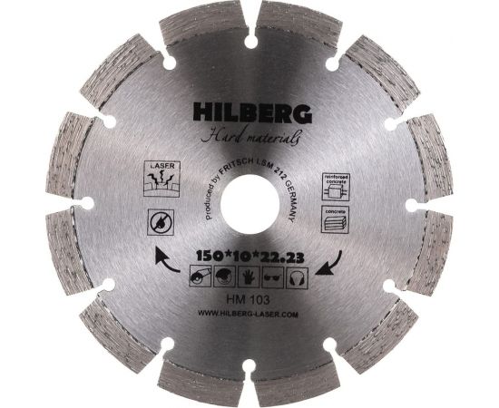 Диск алмазный отрезной сегментный Hard Materials Laser (150x22.23 мм) Hilberg HM103 – изображение 2