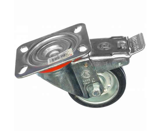 Колесо с вращающейся опорой, пластиной крепления и передним тормозом (80 мм; 65 кг) Tellure rota 535421 – изображение 3