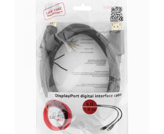 Кабель Cablexpert DisplayPort v1.2, 1.8м, 20M/20M, черный, экран, пакет CC-DP2-6 – изображение 3