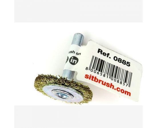 Щетка дисковая для дрели 30x4 мм, хв-к 6 мм, проволока гофр. латунир-я сталь 0.30 мм SIT 0885 – изображение 3