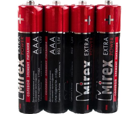 Батарея Mirex, солевая R03 / AAA 1,5V 4 шт shrink 23702-ER03-S4 – изображение 3