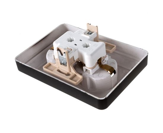 Двухместная розетка Schneider Electric WESSEN 59 Черный бархат с/з с защитными шторками в сборе с рамкой RS16-255-68 – изображение 4