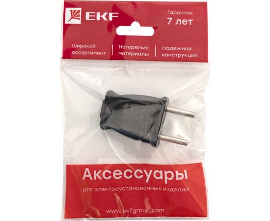 Плоская вилка EKF без заземления черная 10А 250 В Proxima AVP10-30-rpl – изображение 5