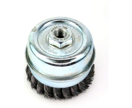 Щетка чашечная жгутовая с кольцом для УШМ 85 мм, M14, проволока сталь 0.50 мм SIT 0253 – изображение 5