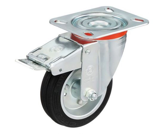 Колесо с вращающейся опорой, пластиной крепления и передним тормозом (80 мм; 65 кг) Tellure rota 535421 – изображение 5