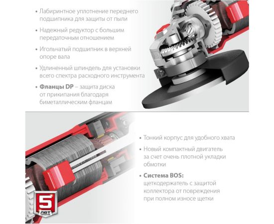 Углошлифовальная машина ЗУБР 125 мм, 1100 Вт УШМ-125-1105 ЭТ – изображение 5