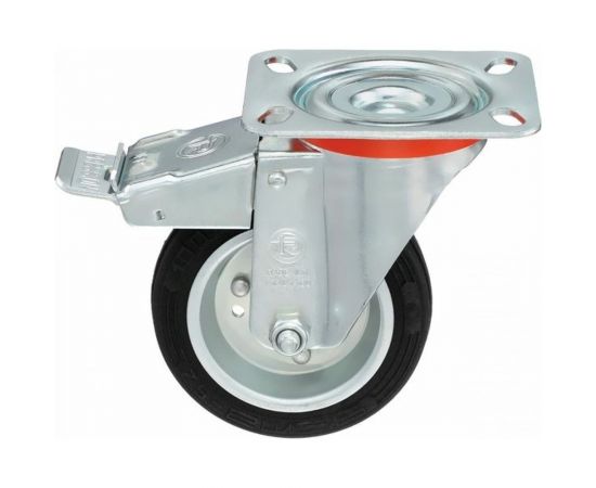 Колесо с вращающейся опорой, пластиной крепления и передним тормозом (80 мм; 65 кг) Tellure rota 535421 – изображение 6