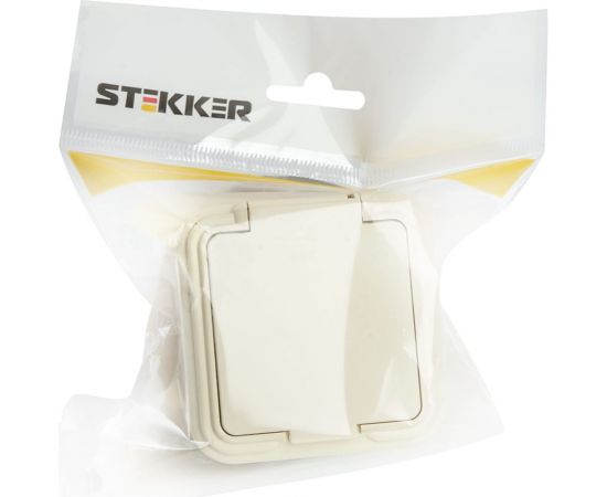 1-местная розетка STEKKER с заземляющим контактом, с крышкой, 250В, 16А, IP44, PST16-21-44 (RA 16-211-БЖ), слоновая кость 49058 – изображение 8