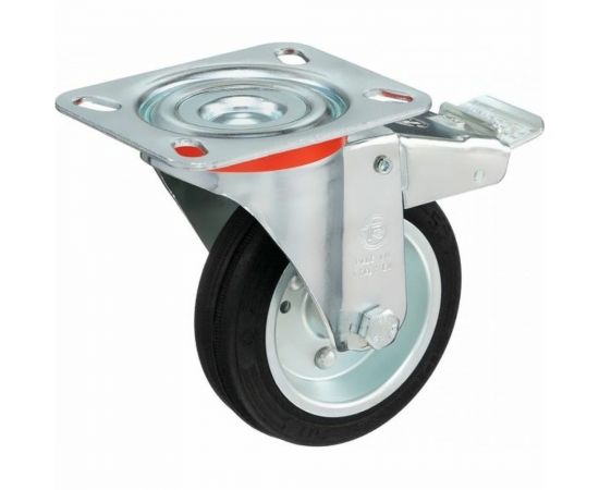 Колесо с вращающейся опорой, пластиной крепления и передним тормозом (80 мм; 65 кг) Tellure rota 535421 – изображение 9