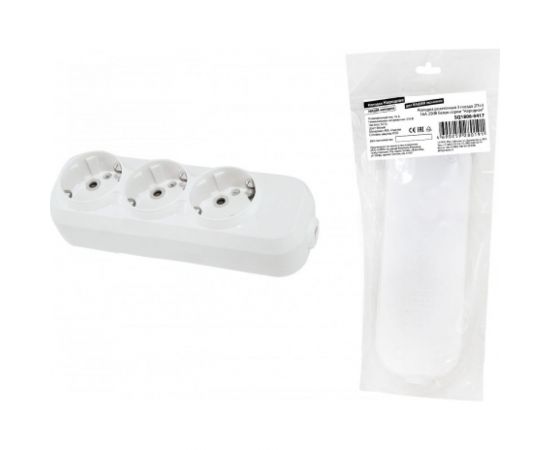 Розеточная колодка TDM 3 гнезда 2П+3 16А 250В белая серии Народная SQ1806-0417 