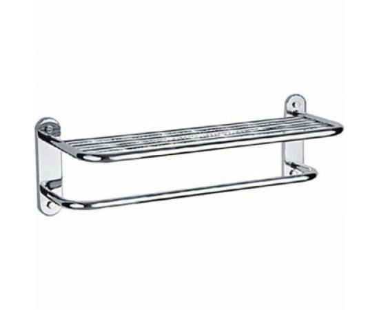 Полка в ванную комнату HAIBA с держателем для полотенец, металлическая, хромированная HB804 