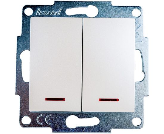 Двойной выключатель с подсветкой LEZARD KARINA жемчужно-белый перламутр 707-3088-112 