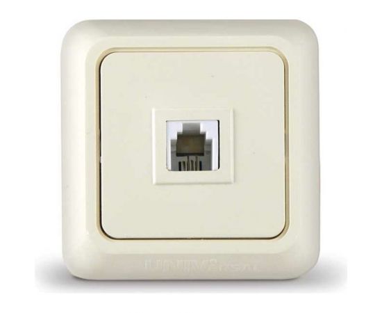 Телефонная одноместная розетка UNIVersal Олимп о/у, 1А, RJ12, бежевая еврослот Б-О0034 