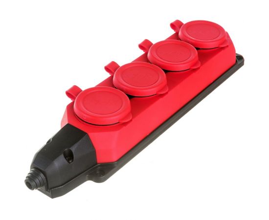 Колодка AY-KA ОУ 4-ая каучук с/з 16A IP44 красная 5540001 