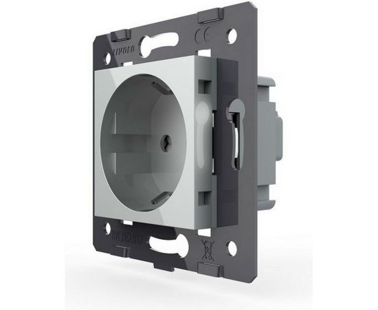 Электрическая розетка LIVOLO с заземлением защитными шторками 16A, цвет серый механизм VL-C7-C1EU-15 