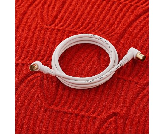 Шнур REXANT ТВ штекер - ТВ штекер, угловой, длина 1,5 метра, белый 18-0112 – изображение 2