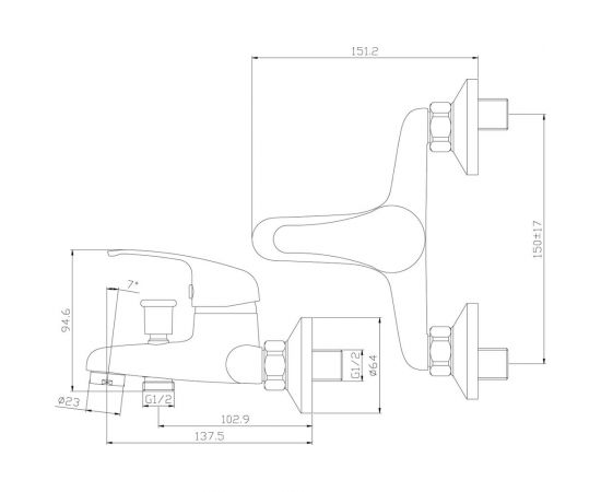 Смеситель для ванны Rossinka Y35-31 – изображение 2