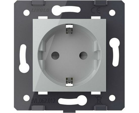 Электрическая розетка LIVOLO с заземлением защитными шторками 16A, цвет серый механизм VL-C7-C1EU-15 – изображение 2